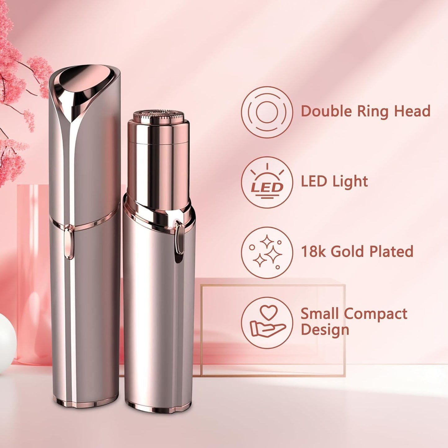 HOTRechargeable Facial Hair Removal for Women - as Seen on TV Painless Face Shaver - Electric Hair Remover for Face Lips Peach Fuzz with Light (Blue)