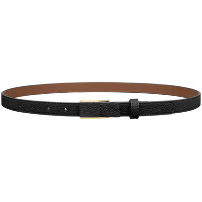 HOTVONMELLI Women Skinny Leather Belt Thin Waist Belt for Women Jeans Dress Fashion Ladies Belt with Gold Buckle