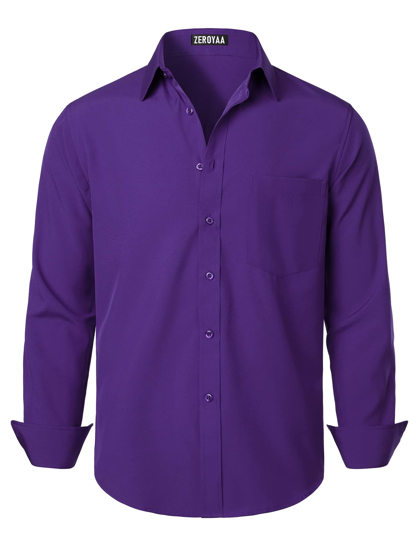 HOTZEROYAA Men's Regular Fit Dress Shirt Solid Wrinkle-Free Long Sleeve Casual Business Button Up Shirts with Pocket