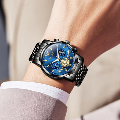 HOTOLEVS Watches Men Stainless Steel Chronograph Watch Luxury Big Face Man Dress Watches Waterproof Roman Numeral Analog Quartz Men Wrist Watch Diamond Relojes para Hombre(Silver/Black/Gold/Red/Blue)