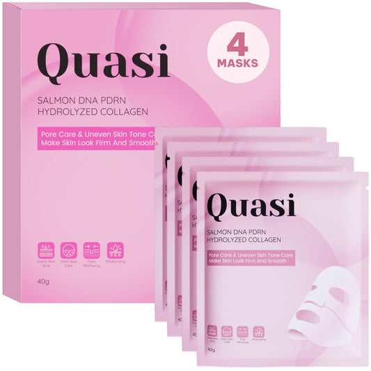 HOTQuasi Salmon PDRN Collagen Mask – Korean Skin care Gel Face Mask for Hydration, Firming & Smoothing Skincare, Collagen Boost & Pore Care – 4 Masks, Non-Irritating, Natural Ingredients