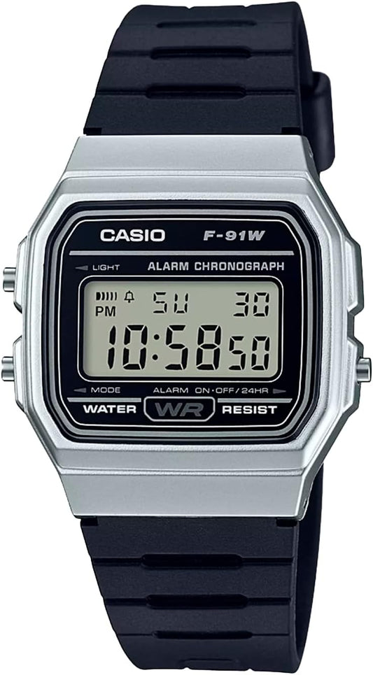 HOTCasio F91W Series | Digital Watch | Water Resistant | LED Light | 1/100 SEC Stopwatch | Regular Time Keeping (HR, Min, SEC, PM, Date, Day) | Daily Alarm | Lightweight | 7 Year Battery