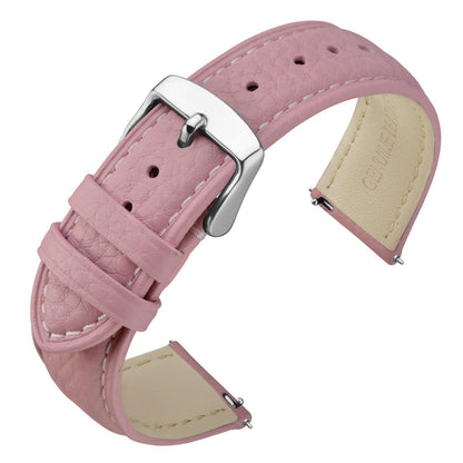 HOTANNEFIT Watch Band 18mm, Quick Release Textured Padded Leather Straps with Gold Buckle for Men and Women (Black)
