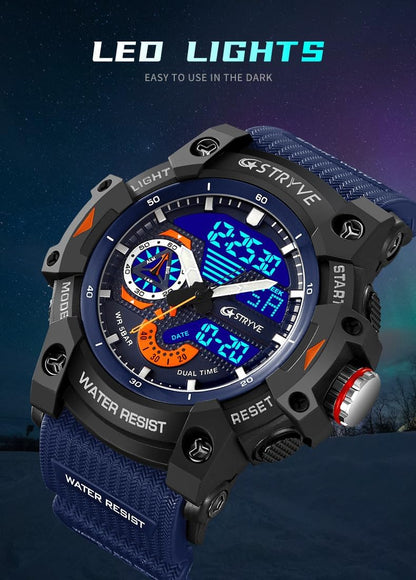 HOTGosasa Men's Large Face Outdoor Sports Watches Military S-Shock Watch Waterproof, Backlight, Alarm, Stopwatch Features - Rugged Wristwatch for Training, Hiking, and Adventure