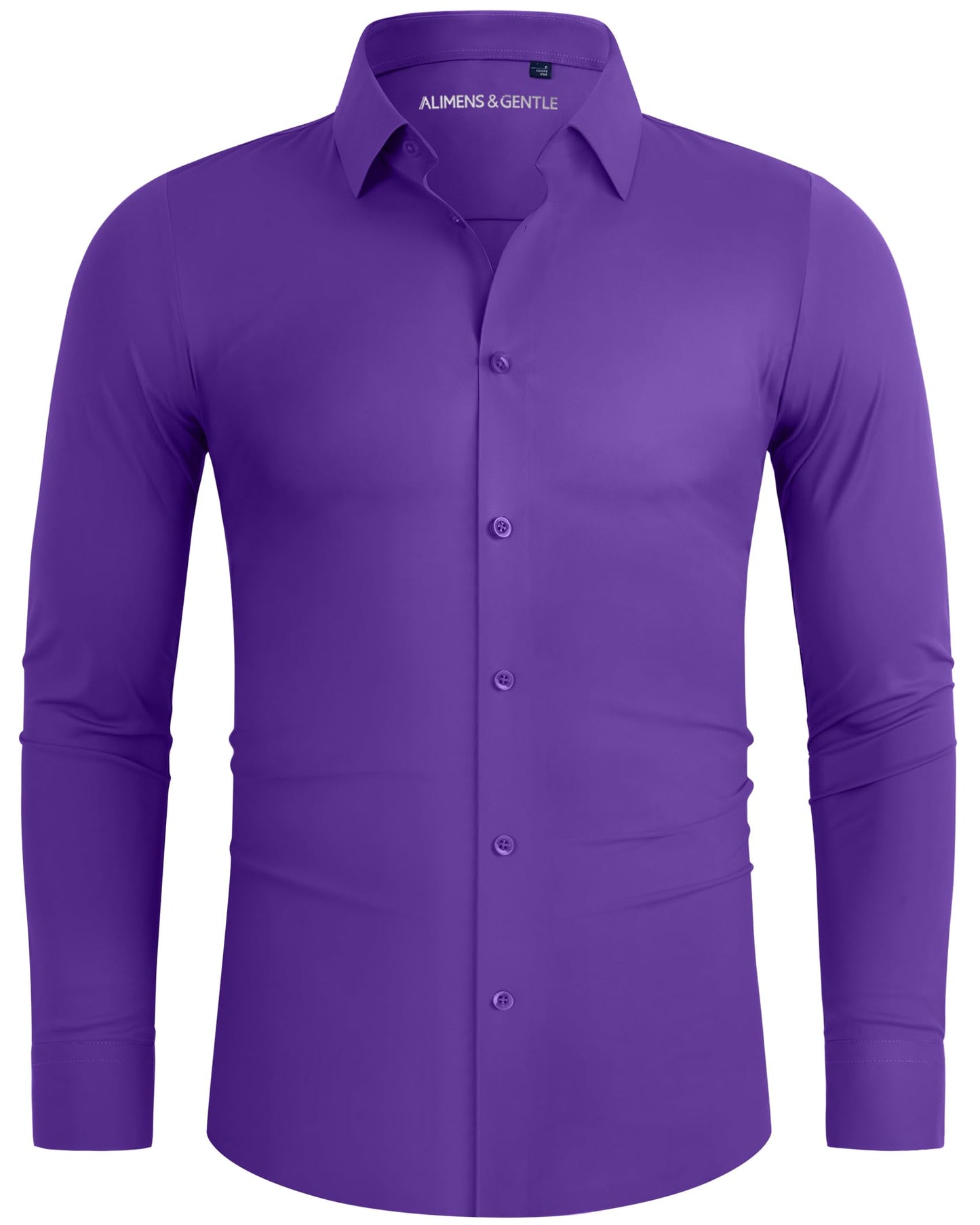 HOTAlimens & Gentle Stretch Mens Dress Shirts Slim Fit Long Sleeve Casual Skinny Muscle Fit Wrinkle Free Button Down Shirt