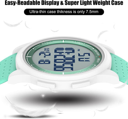 HOTGOLDEN HOUR Ultra-Thin Minimalist Sports Waterproof Digital Watches Men with Wide-Angle Display Rubber Strap Wrist Watch for Men Women