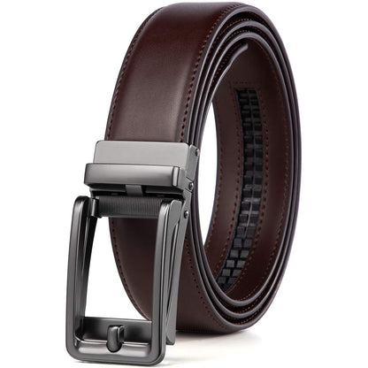 HOTFounders & C Men's Leather Ratchet Comfort Click Belt Dress with Slide Buckle -Adjustable Trim to Fit