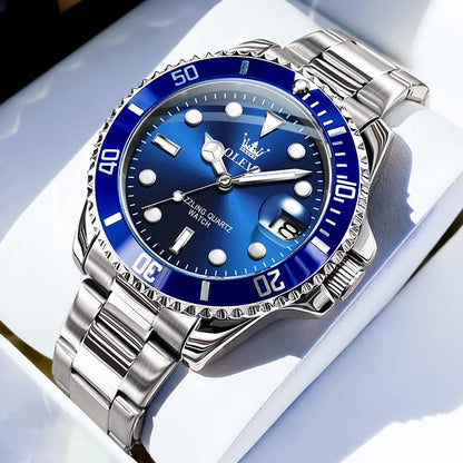 HOTOLEVS Silver Watches for Men Blue Luxury Nice Analog Quartz Stainless Steel | Classic Large Face Metal Men Watch with Date Waterproof Luminous Dress Fashion Men's Wrist Watches Relojes Para Hombres