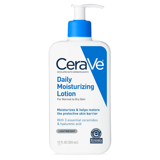 HOTCeraVe Daily Moisturizing Lotion for Dry Skin, Body Lotion & Face Moisturizer with Hyaluronic Acid and Ceramides, Daily Moisturizer, Fragrance Free, Oil-Free, 12 Ounce