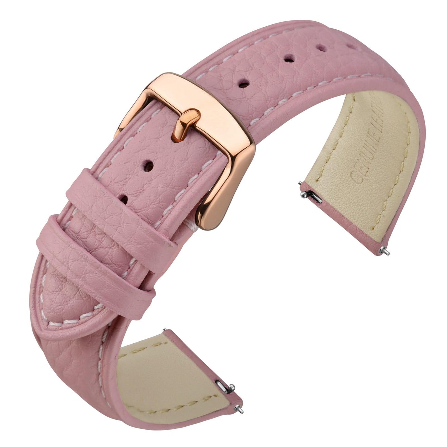 HOTANNEFIT Watch Band 18mm, Quick Release Textured Padded Leather Straps with Gold Buckle for Men and Women (Black)