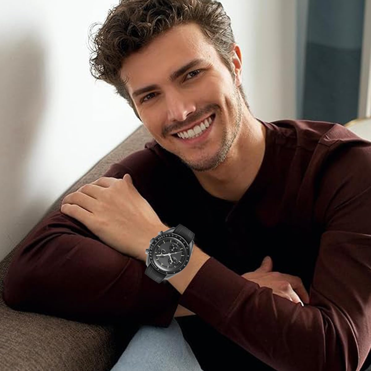 HOTBands for Moonswatch Watch Rubber for Omega x Swatch MoonSwatch 20mm Rolex Seiko Watch Silicone Men with Stainless Steel Replacement Bracelet Original Bracelet Omega x Swatch MoonSwatch Speedmaster