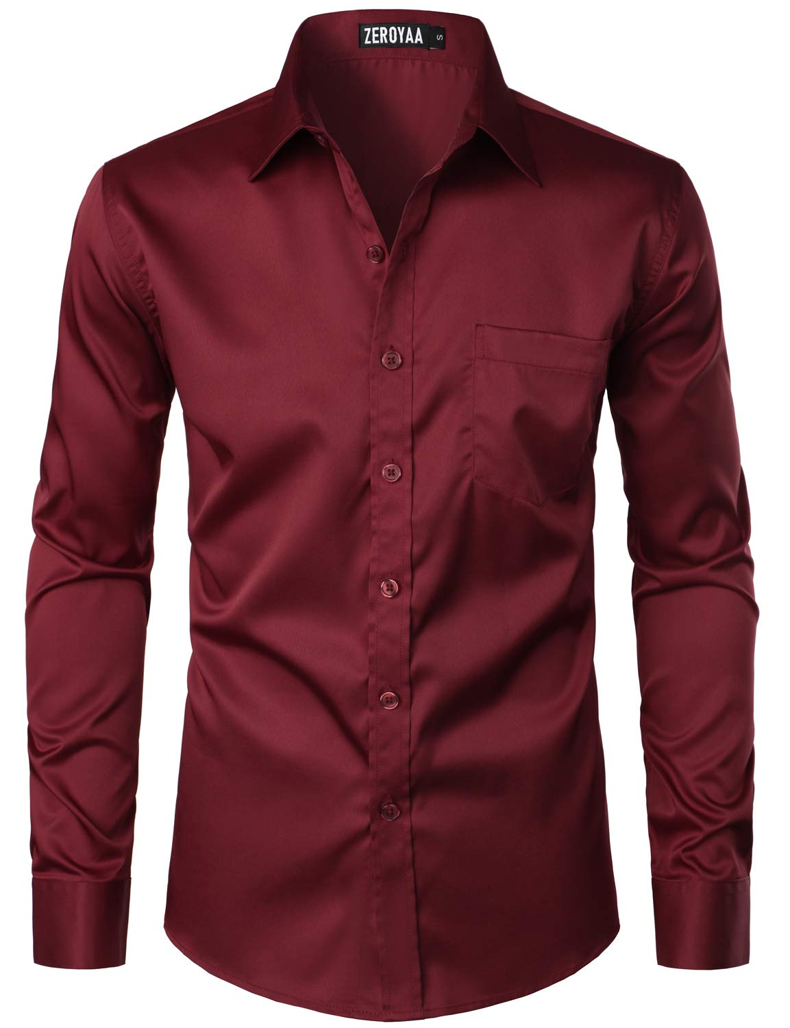 HOTZEROYAA Men's Urban Stylish Casual Business Slim Fit Long Sleeve Button Up Dress Shirt with Pocket