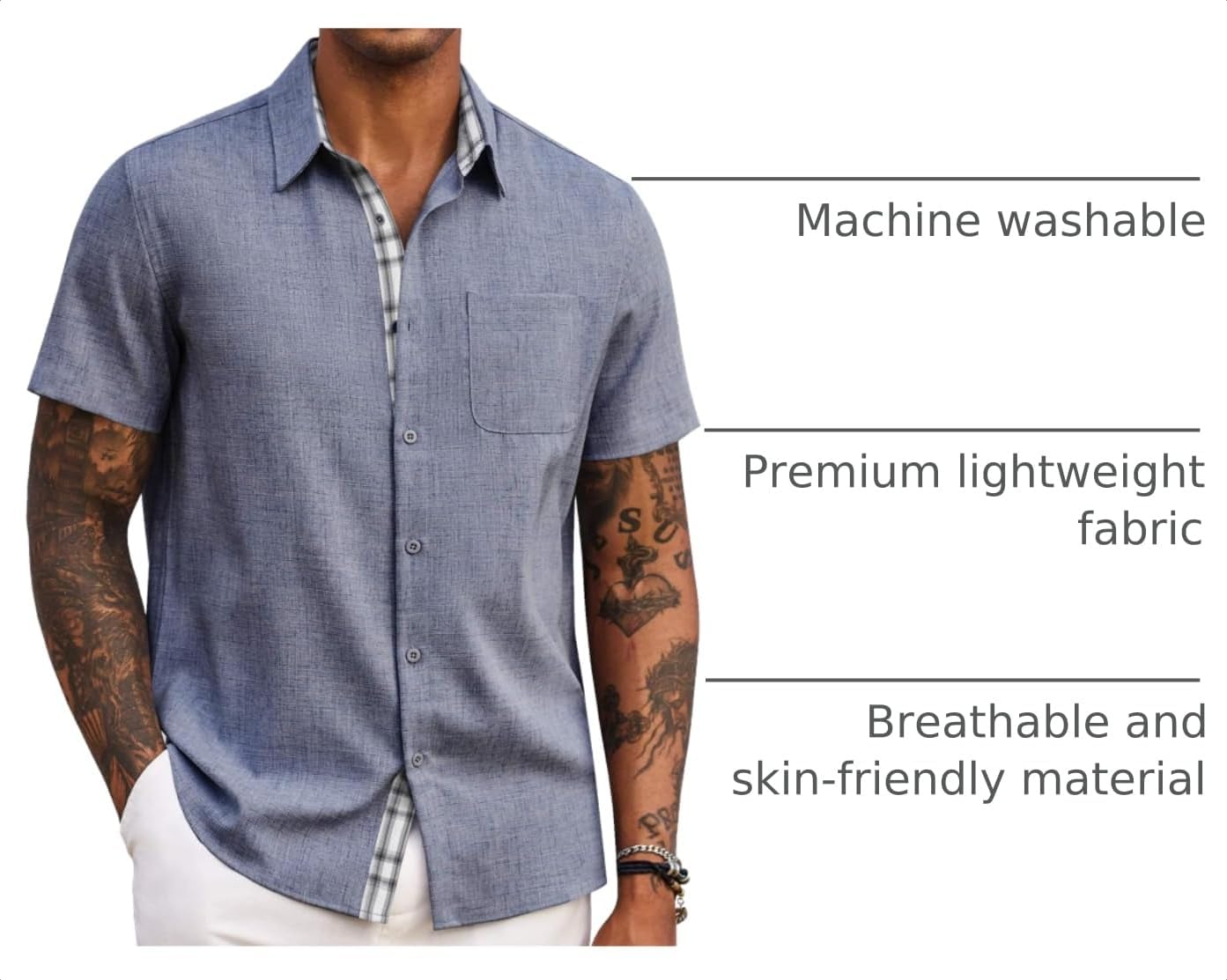 HOTCOOFANDY Men's Button Down Shirts Short Sleeve Casual Summer Beach Vacation Wedding Shirt with Pocket