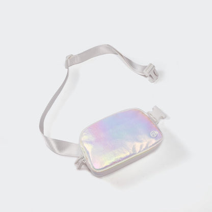 HOTPander Two Way Zipper Fanny Pack Nylon Everywhere Belt Bag for Women, Water Repellent Waist Packs, Crossbody Bags with Adjustable Strap(Iridescent).
