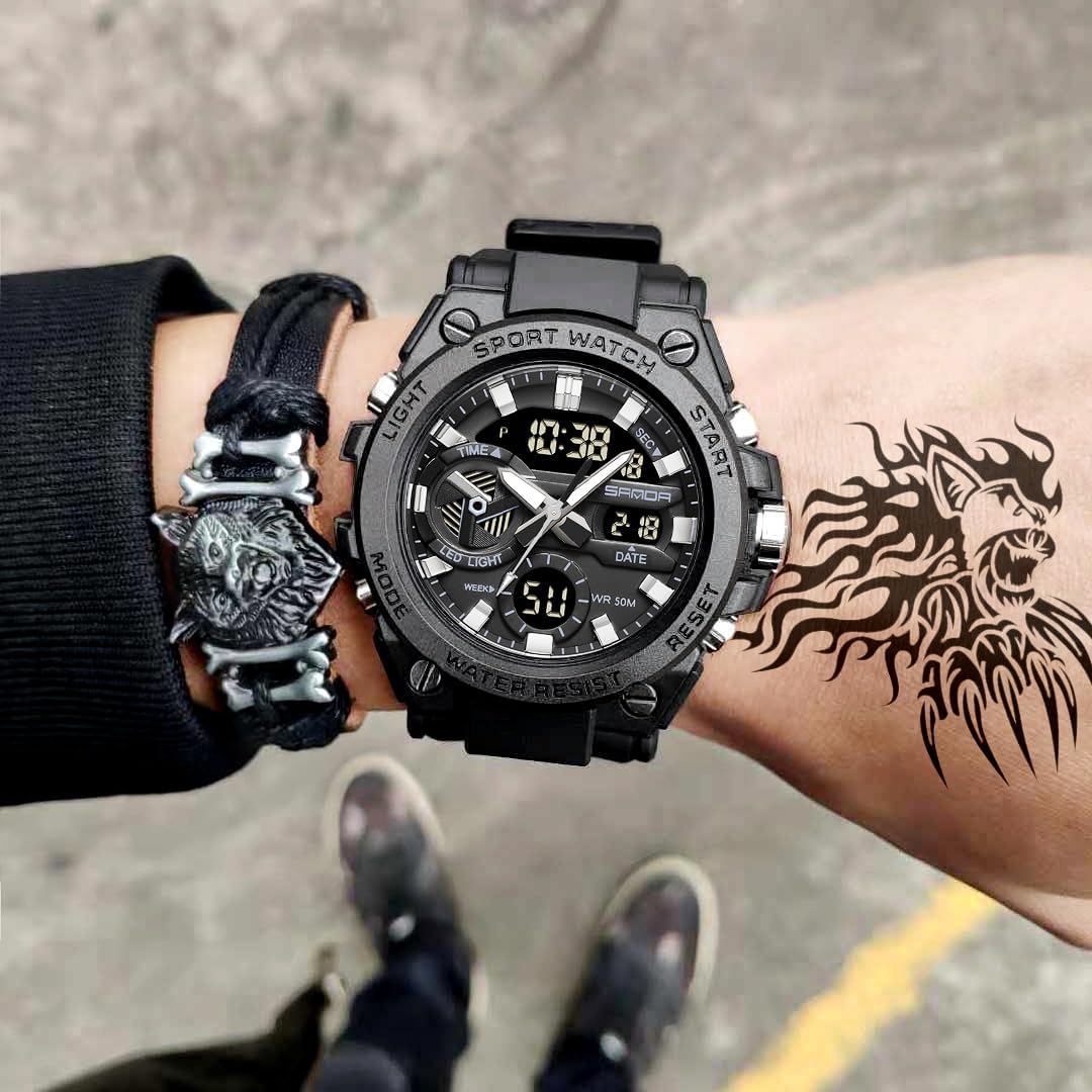 HOTKXAITO Men's Watches Sports Outdoor Waterproof Military Watch Date Multi Function Tactics LED Alarm Stopwatch