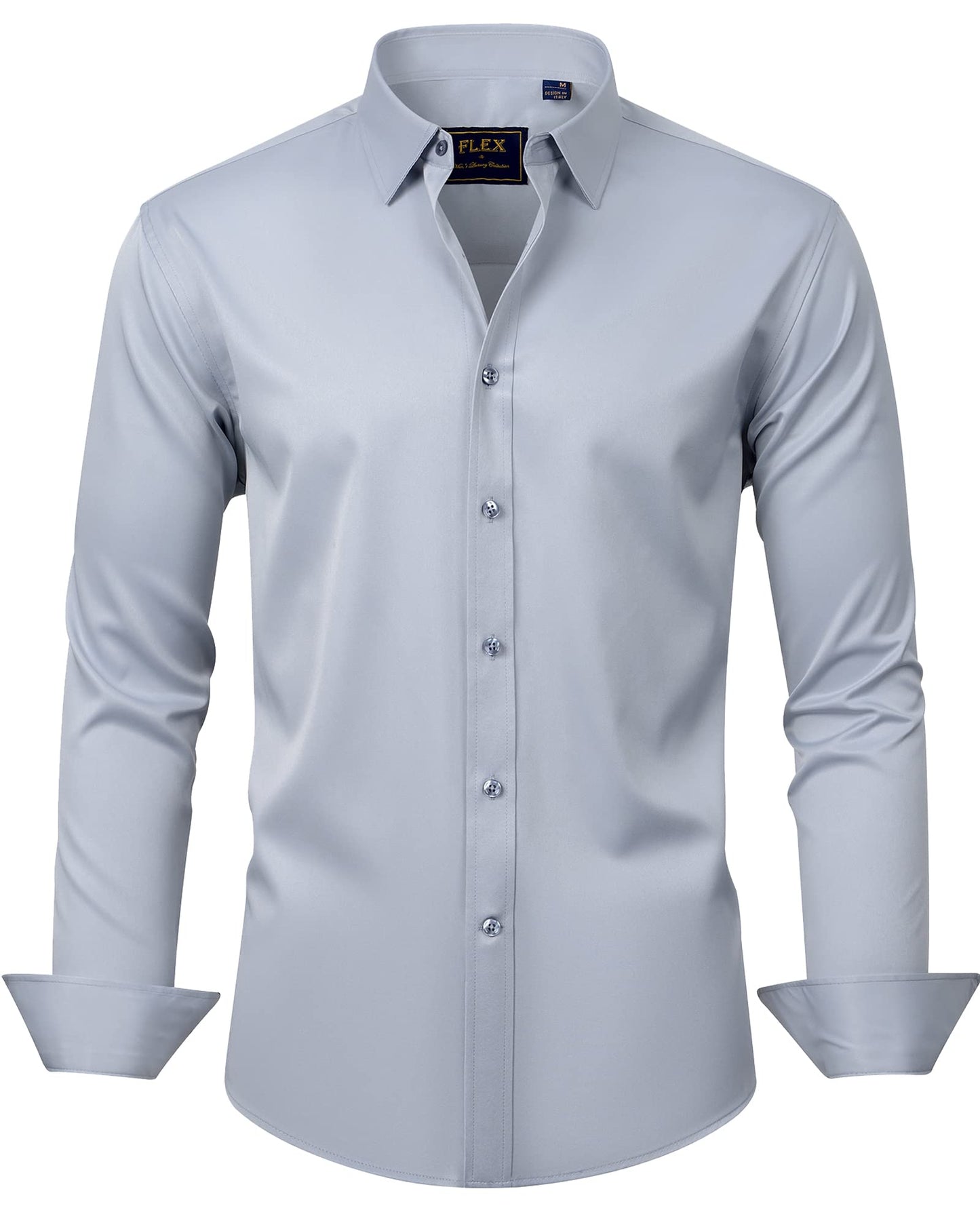 HOTJ.VER Men's Dress Shirts Solid Long Sleeve Stretch Wrinkle-Free Formal Shirt Business Casual Button Down Shirts