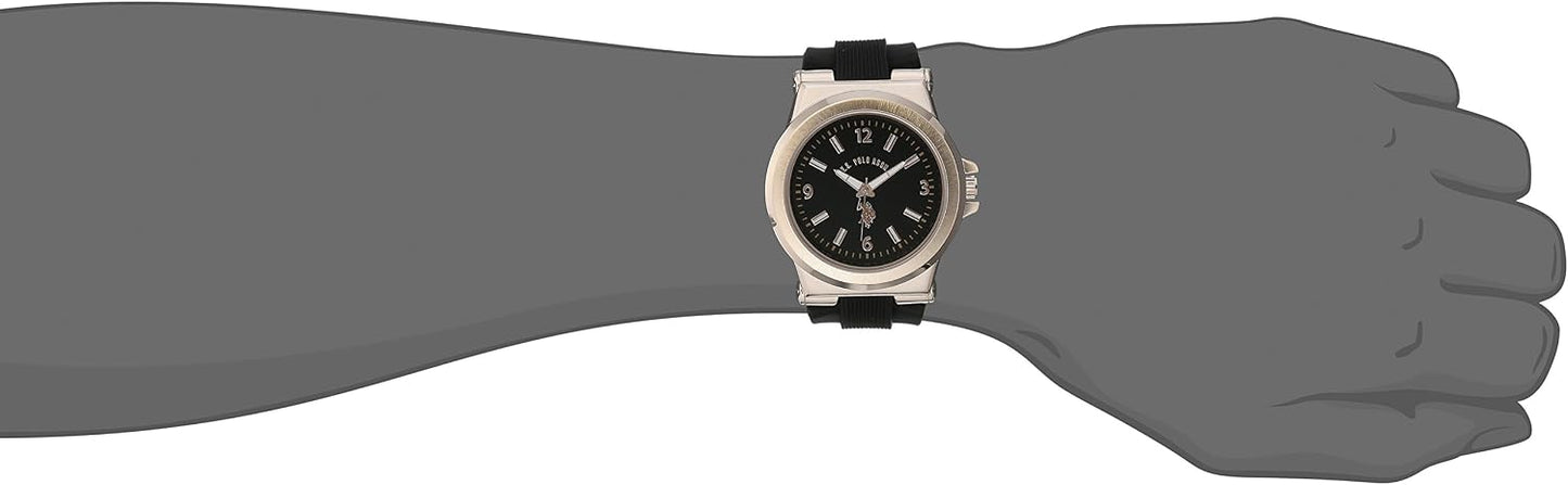 HOTU.S. Polo Assn. Sport Men's USC90006 Rose Gold-Tone and Black Silicone Strap Watch