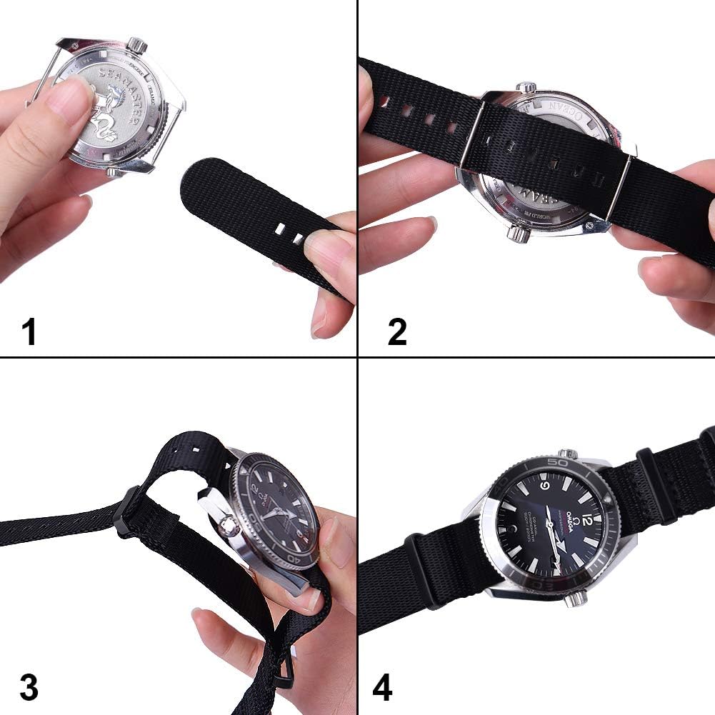 HOTRitche Military Ballistic Nylon Watch Strap with Heavy Buckle 18mm 20mm 22mm Premium Nylon Watch Bands for Men Women