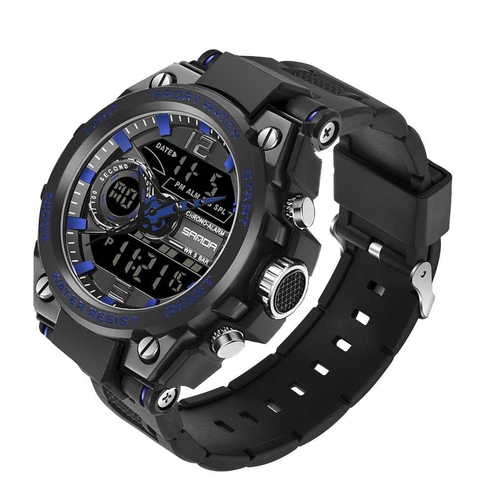 HOTKXAITO Men's Watches Sports Outdoor Waterproof Military Watch Date Multi Function Tactics LED Alarm Stopwatch