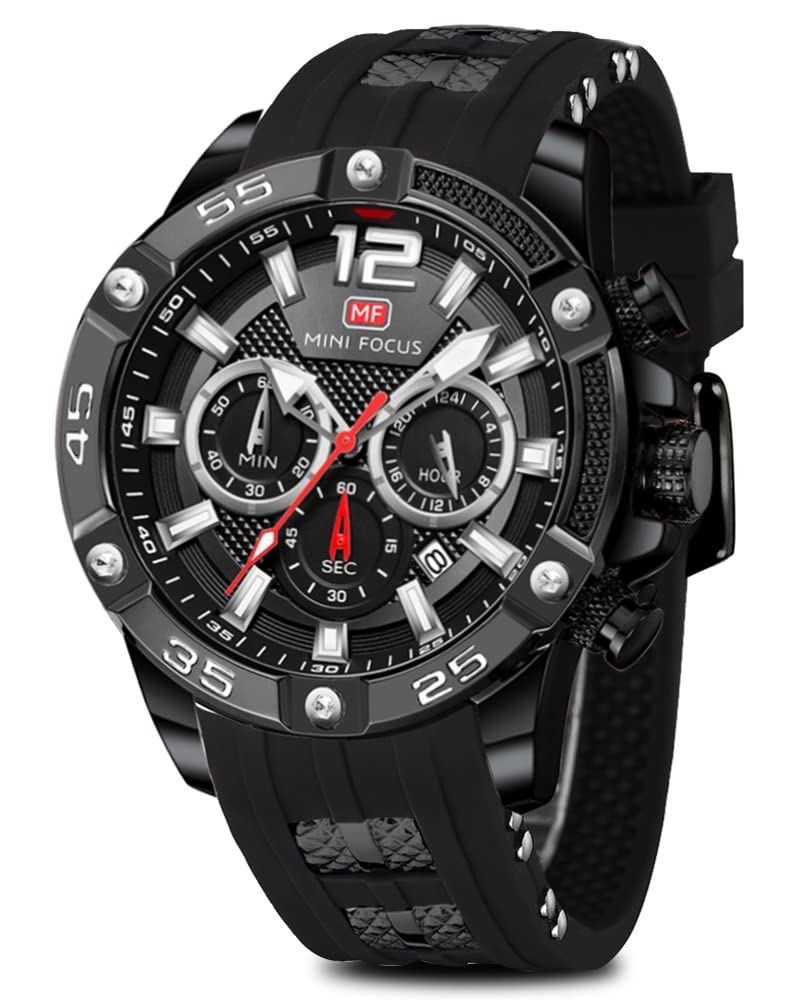 HOTAIMES Watch for Men Sport Military Waterproof Chronograph Mens Watches Analog Quartz Big Face Classic Stylish Fashion Casual Designer Business Work Wrist Watch Elegant Gift for Men