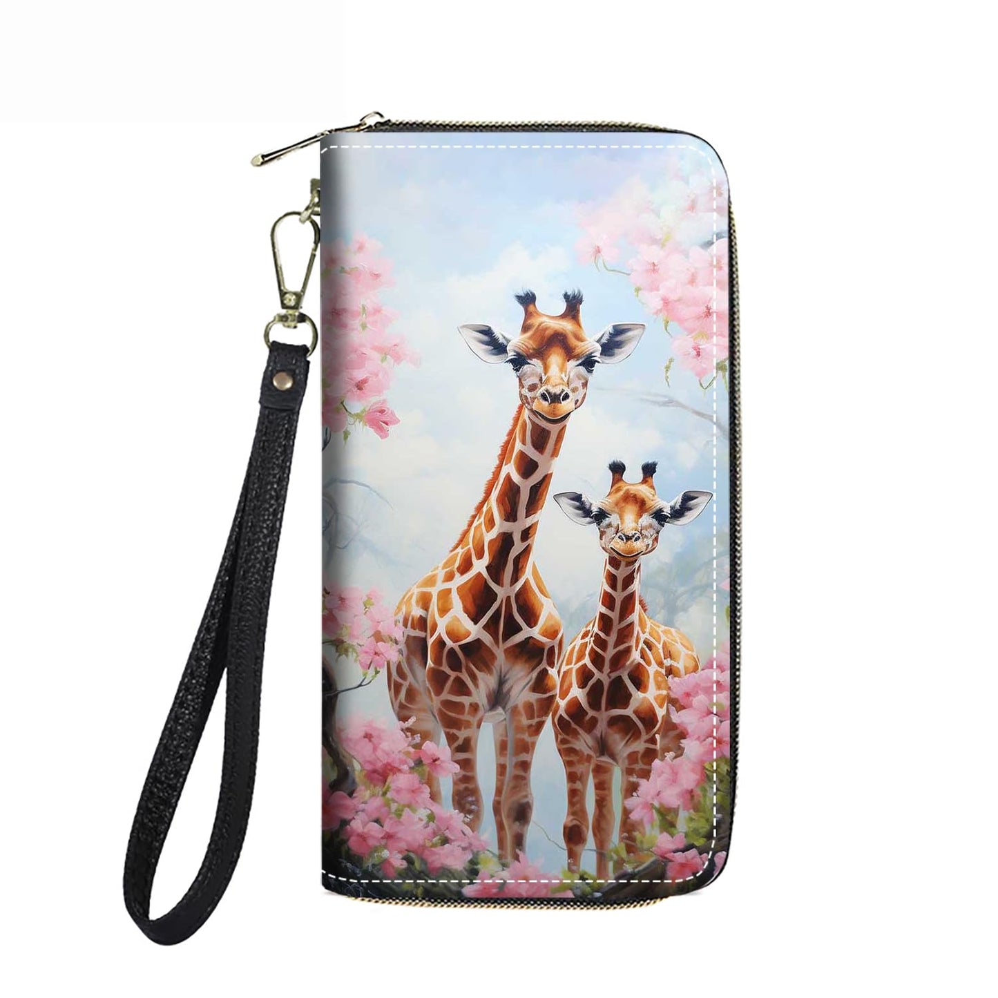 HOTWomen's Large Capacity Wallet PU Leather Double Zipper Clutch Purse Multifunctional Wallet with Removable Wristlet Strap for Smart Phone/Coin/Card/Cash, Flower Butterfly