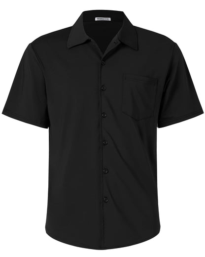 HOTBOJIN Men's Hawaiian Wrinkle Free Short Sleeve Button Down Tropical Floral Beach Vacation Shirt
