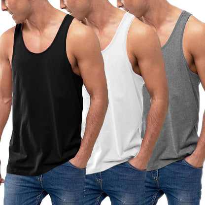 HOTCOOFANDY Men's 3 Pack Tank Tops Cotton Performance Sleeveless Casual Classic T Shirts