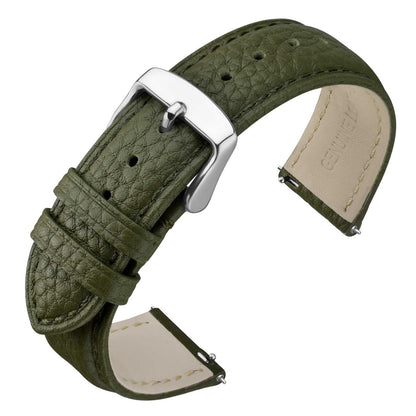 HOTANNEFIT Watch Band 18mm, Quick Release Textured Padded Leather Straps with Gold Buckle for Men and Women (Black)
