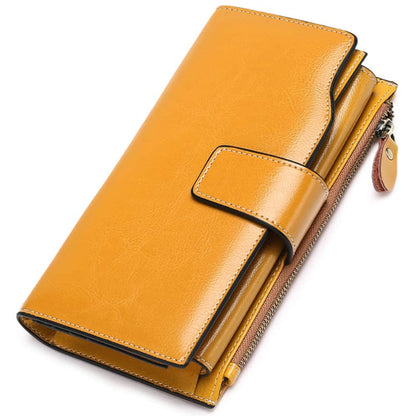 HOTSENDEFN Women Leather Wallets RFID Blocking Clutch Card Holder Ladies Purse with Zipper Pocket