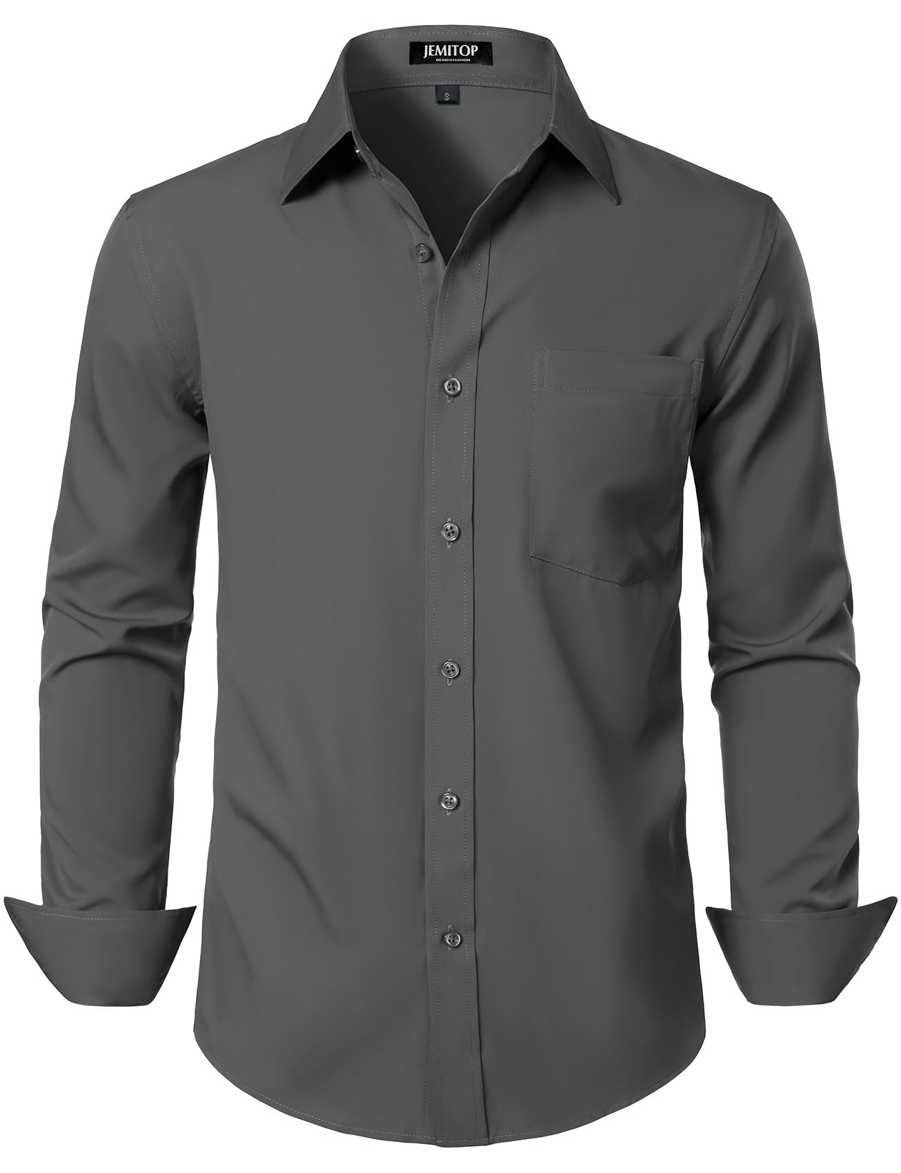 HOTJEMITOP Men Stretch Business Casual Dress Shirts | Regular Fit, Formal, Long Sleeve, Button Down, Tuxedo, Wedding, Prom, with Pocket