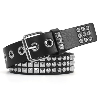 HOTStudded Belt, Metal Punk Rock Rivet Belt with Bright Pyramid Studded for Women Men