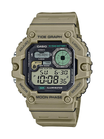 HOTCasio Illuminator Tide Graph Moon Phase 10-Year Battery Digital Watch