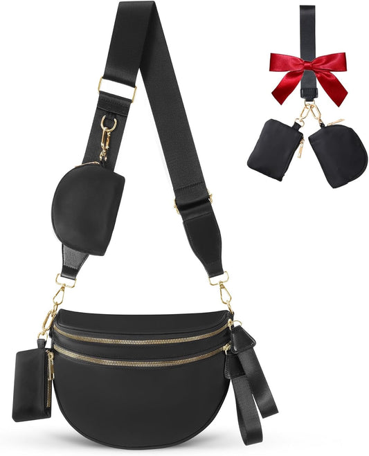 HOTCross Body Bag for Women Bum Bag Checkered Belt Bags Fanny Packs for Girls Travel Purse Fashion Waist Packs Crossbody Nylon Purse Trendy Shoulder Bags for Womens