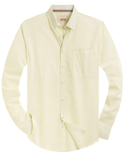 HOTAlimens & Gentle Mens Solid Oxford Shirt Long Sleeve Dress Shirt Work Casual Button Down Shirts with Pocket