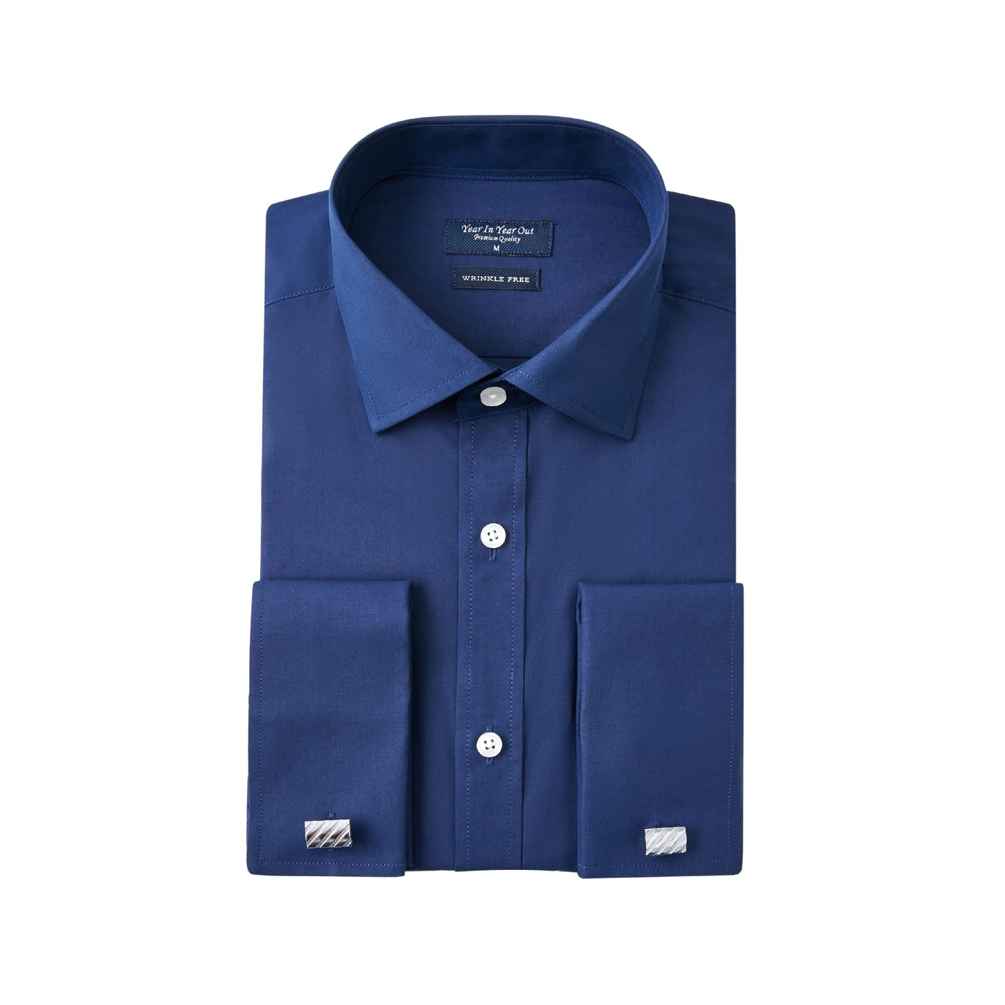 HOTYear In Year Out French Cuff Wrinkle Free Dress Shirt for Men Regular Fit Long Sleeve Wrinkle Resistant Shirt