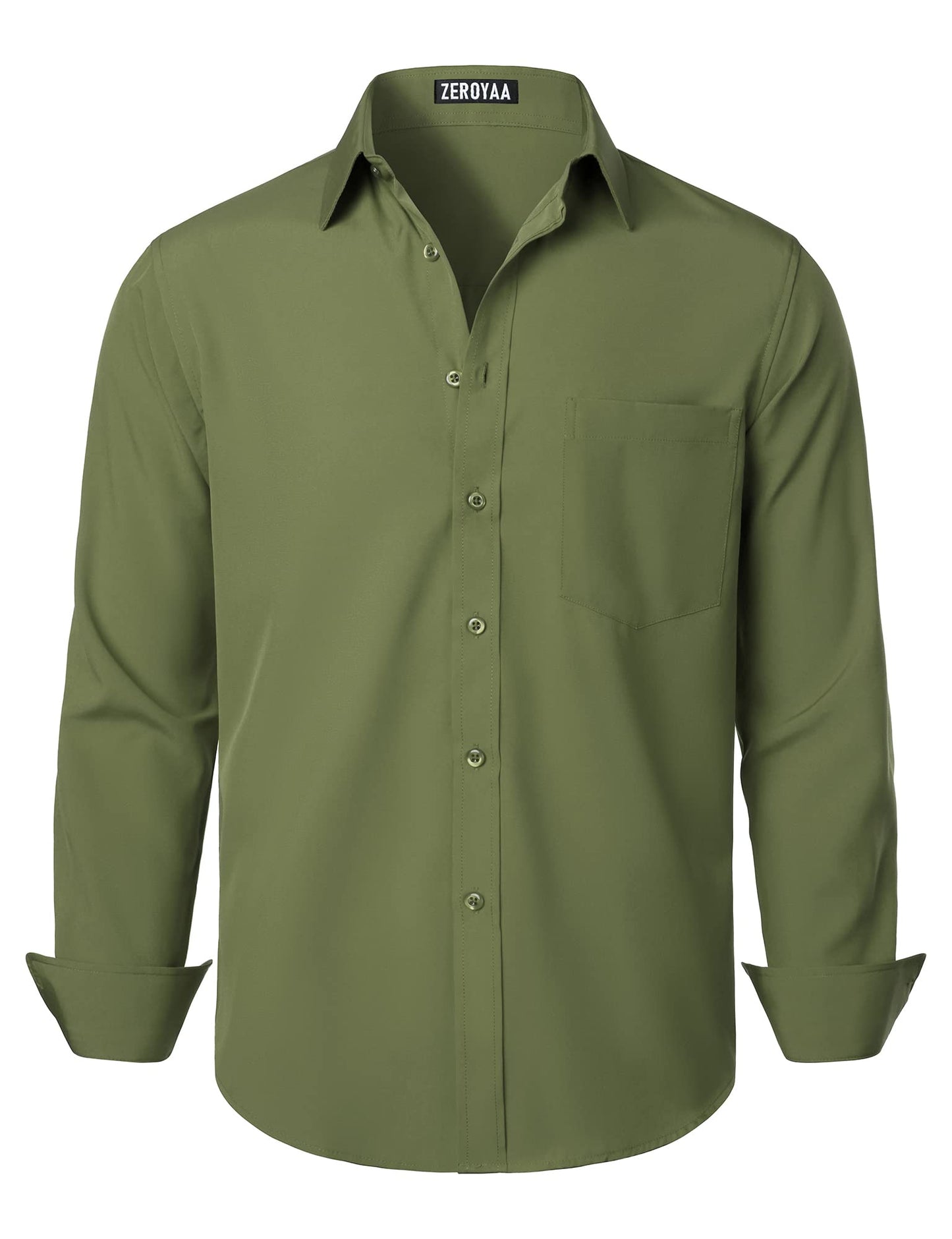 HOTZEROYAA Men's Regular Fit Dress Shirt Solid Wrinkle-Free Long Sleeve Casual Business Button Up Shirts with Pocket