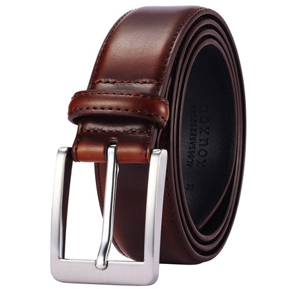 HOTXOUXOU Men's Casual Leather Jeans Belts Classic Work Business Dress Belt with Prong Buckle for Men