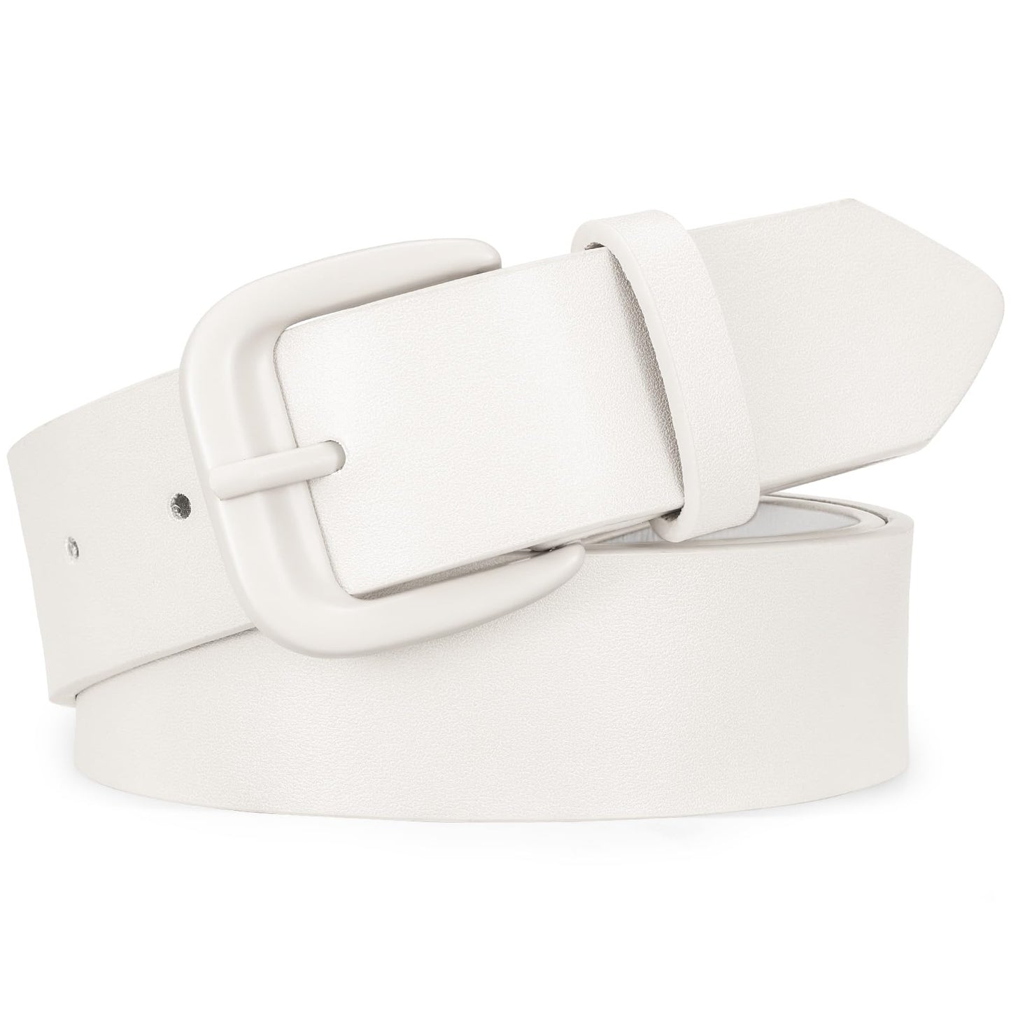 HOTSANSTHS Womens Belt with Same Color Square Buckle, 9 Hole Adjustable Flexible PU Leather Belt for Women Jeans Pants Dresses