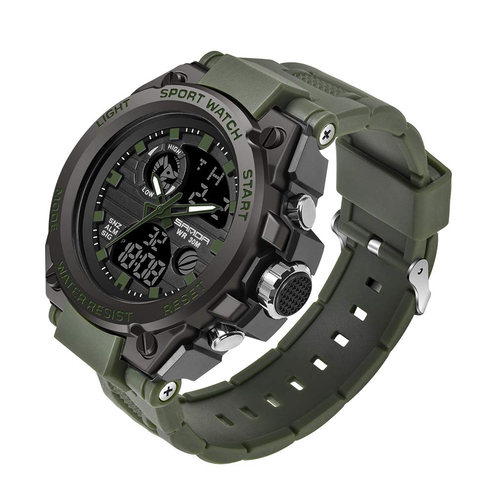 HOTKXAITO Men's Watches Sports Outdoor Waterproof Military Watch Date Multi Function Tactics LED Alarm Stopwatch