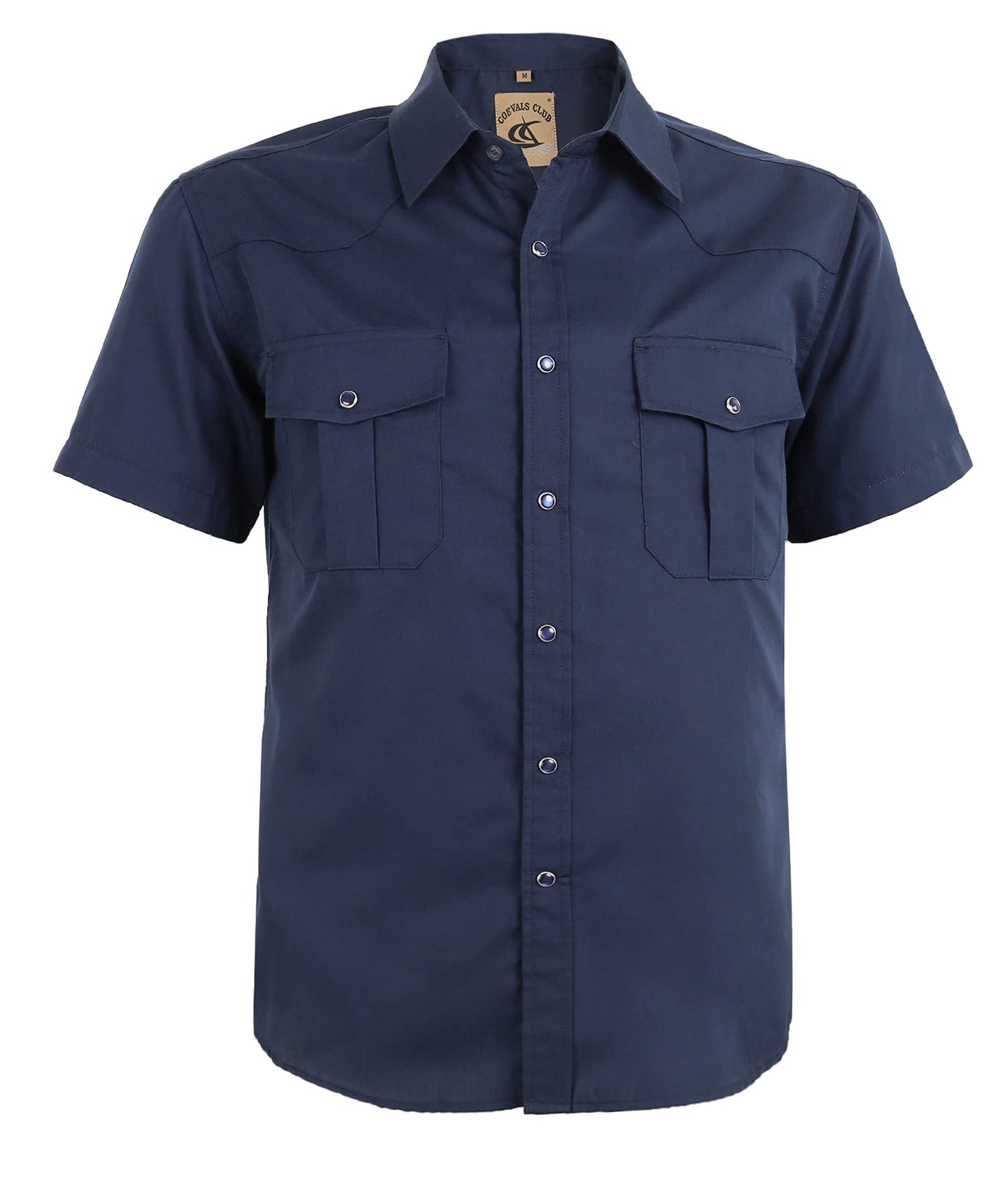 HOTMens Western Cowboy Pearl Snap Short Sleeve Casual Two Pockets Work Solid Derss Button Up Wrinkle Free Shirts