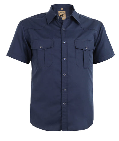 HOTMens Western Cowboy Pearl Snap Short Sleeve Casual Two Pockets Work Solid Derss Button Up Wrinkle Free Shirts