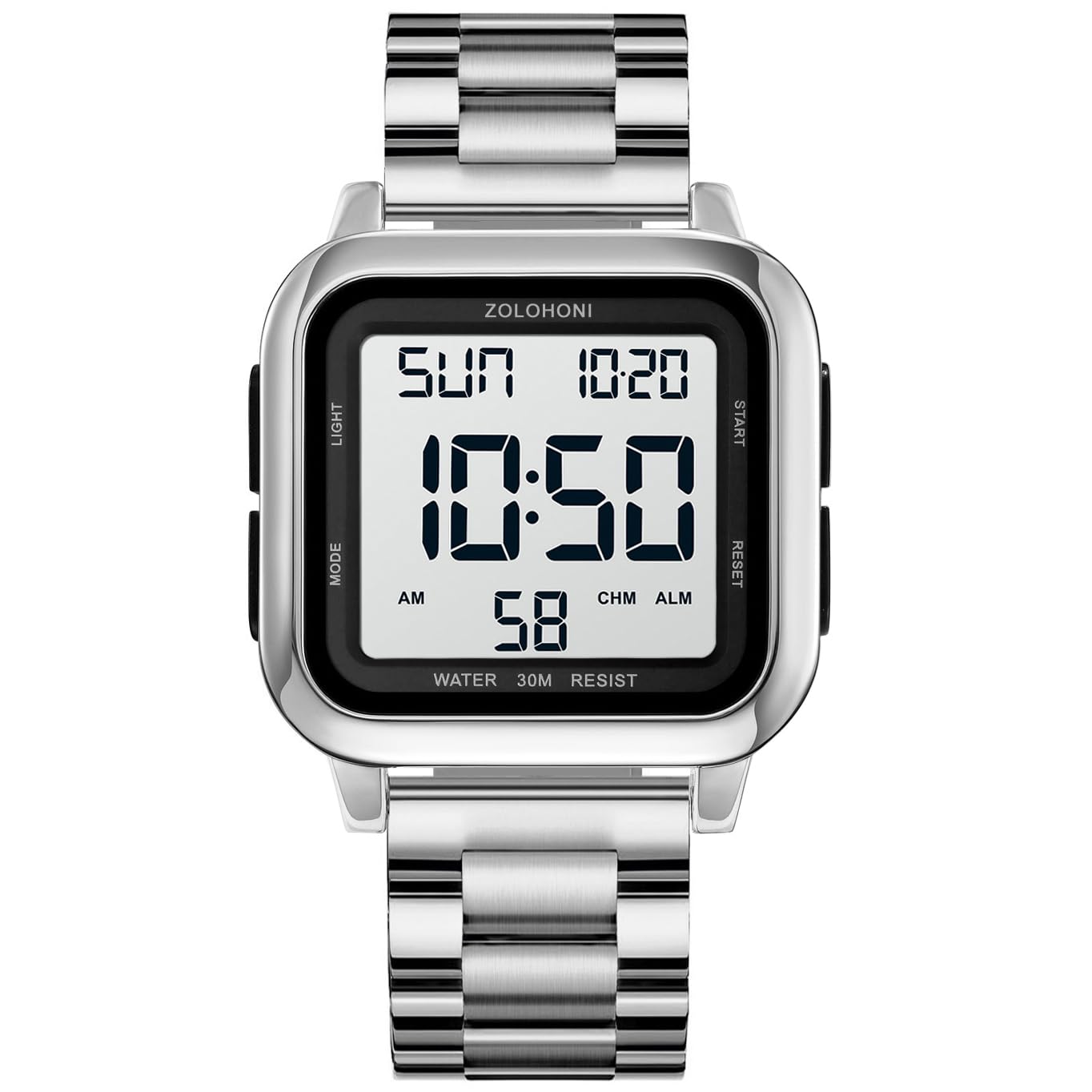 HOTMens Digital Watches for Men Waterproof Large Square Wrist Watch | Big face wristwatch for women, Simple work watches for men,Reloj para hombre,Chronograph,Alarm,Stopwatch,Dual Time,Date,Light