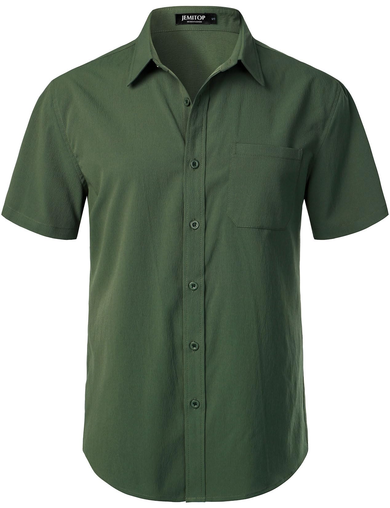 HOTJEMITOP Mens Stretch Wrinkle Free Texture Shirts | Lightweight, Summer, Beach, Stylish, Button Down, Short Sleeve, Casual, Vacation
