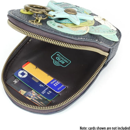 HOTCHALA Mini Coin Purse Keychain - RFID Protected Card Holder and Coin Purse Accessory - Turtle A