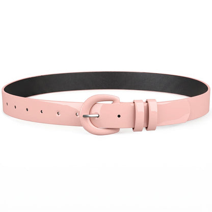 HOTJASGOOD Women Patent Leather Belt for Jeans Pants Vintage 50s Women Belt for Dress
