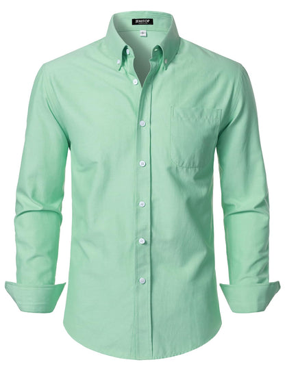 HOTJEMITOP Men's Classic Lightweight Oxford Button Down Collar Shirts Business Casual Long Sleeve Dress Shirt with Pocket