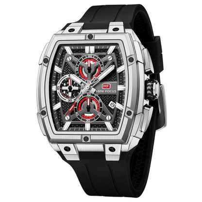 HOTMF MINI FOCUS Men's Watches Analog Fashion Wrist Watch, Skeleton Tonneau Watches for Men with Chronograph,Ideal for Sports Enthusiasts and Daily Wear