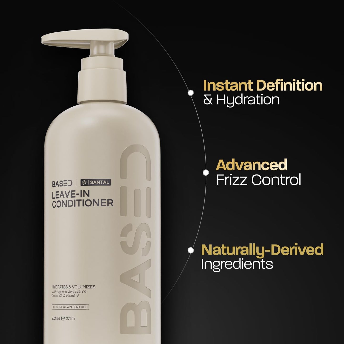 HOTBASED Leave-In Conditioner, Instant Frizz Control, Hydrates & Nourishes Hair, Premium Leave-In Conditioner for Men, Healthier-Looking Frizz-Free Hair in Minutes (9.3 Fl Oz Pack of 1)