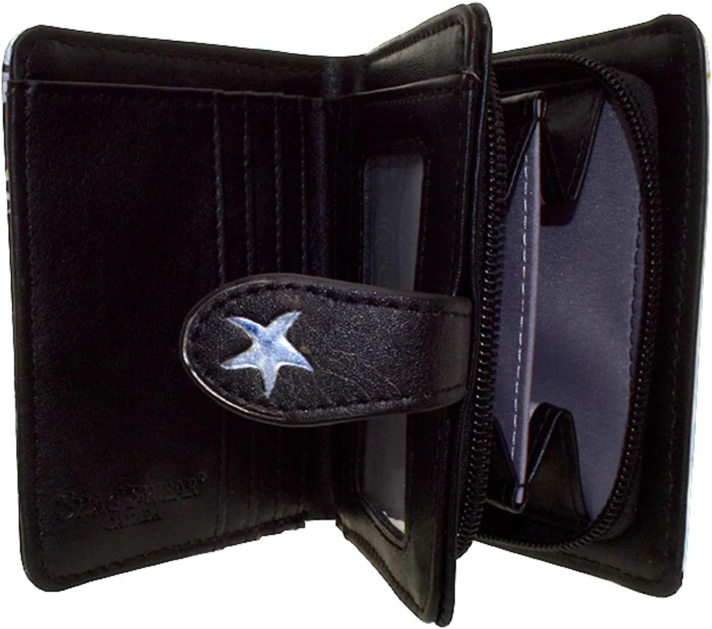 HOTShag Wear Orca Whale Small Beach Wallet for Women and Teen Girls Vegan Faux Leather Black 4.5"