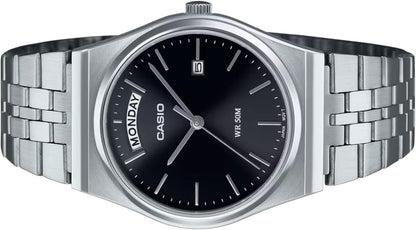 HOTCasio MTP-B146D-1AV Men's Vintage Stainless Steel Black Dial Day Date Analog Watch